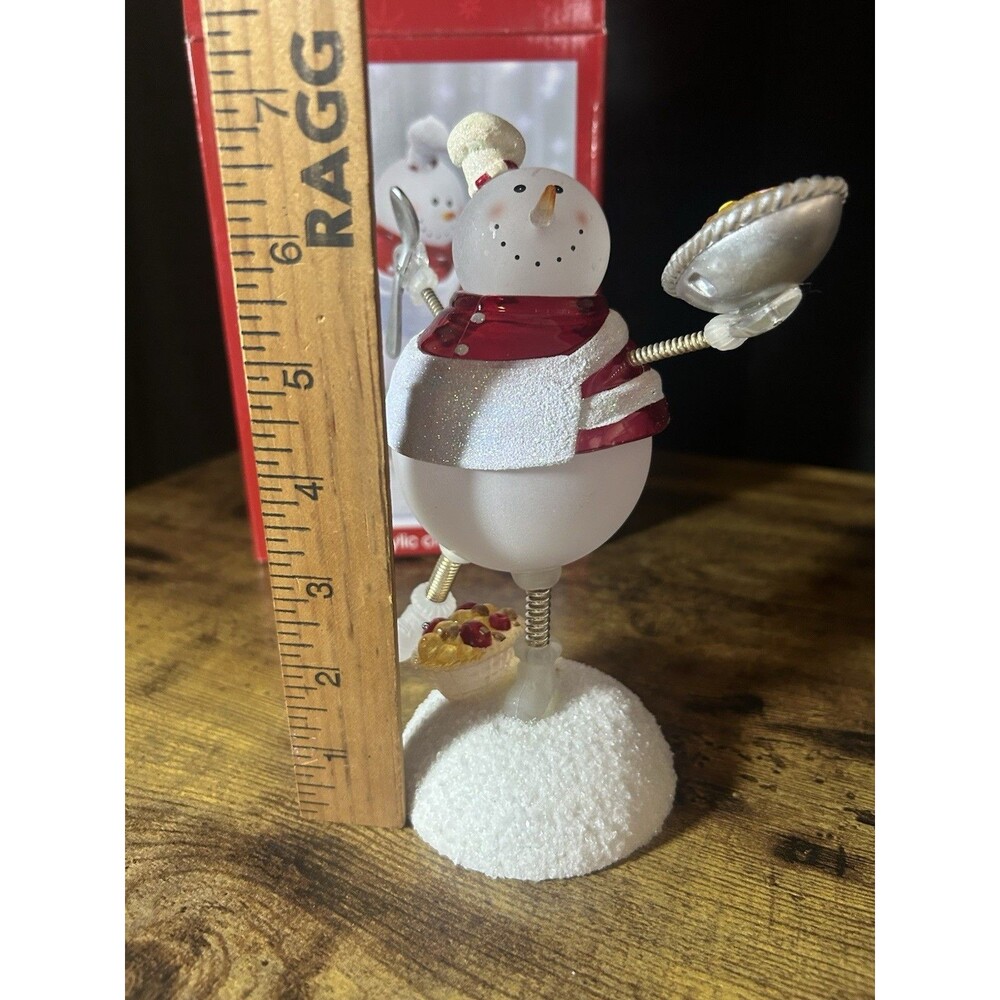 JCPenney Home Collection Rare Lighted Acrylic Chef Snowman W/ Box Vtg Christmas - Picture 8 of 10